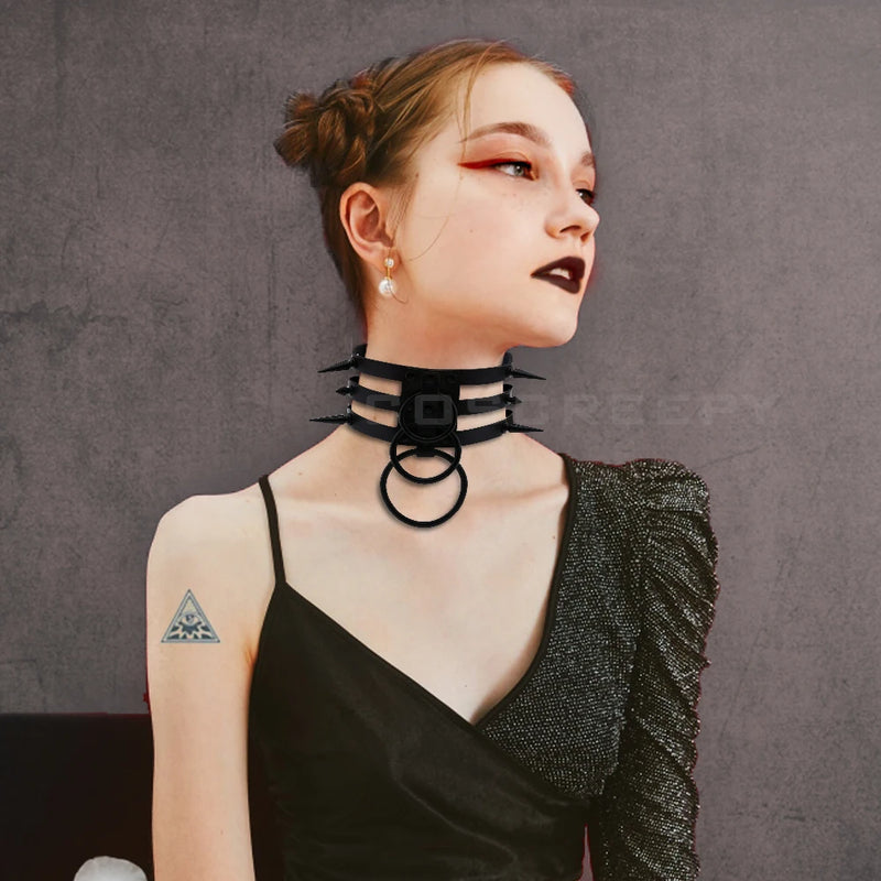 Leather Choker Necklace Goth Punk Harajuku Sexy Choker Girls Gothic Accessory