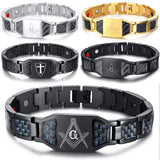 Magnetic Bracelet Men 316L Stainless Steel Hand Chain Masonic Health