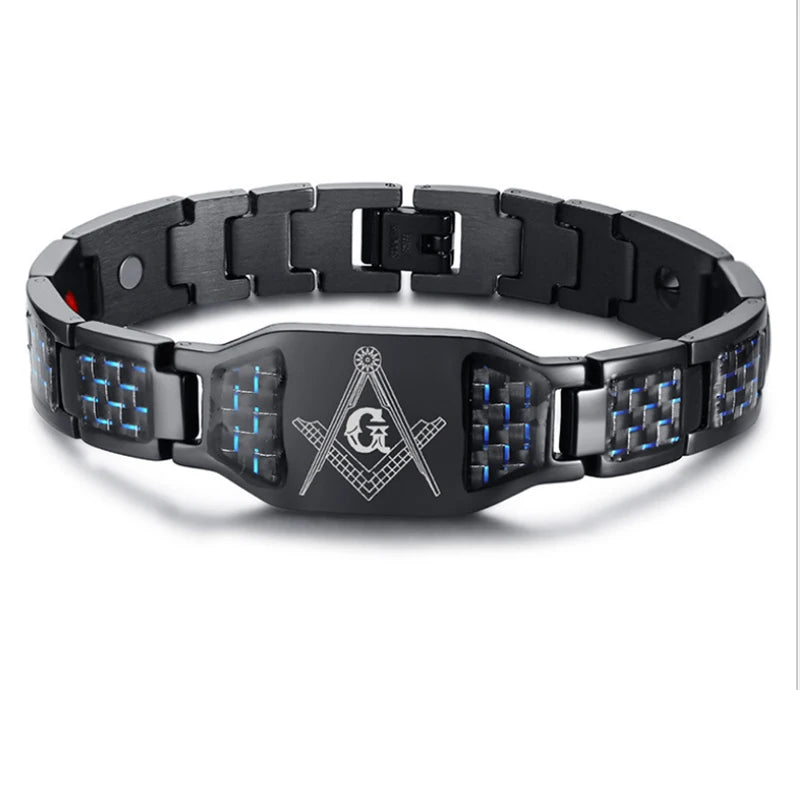Magnetic Bracelet Men 316L Stainless Steel Hand Chain Masonic Health