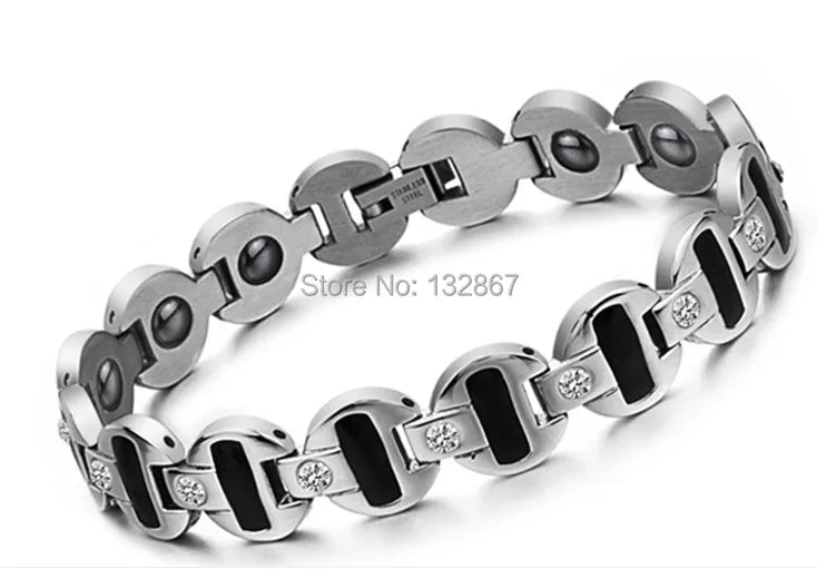 Magnetic CZ Mens Anti-Fatigue Bracelet