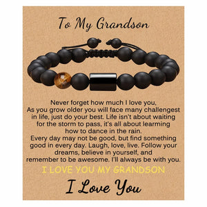 Matte Braided Beaded Bracelet Adjustable Natural Stone Card Bangle
