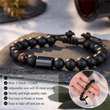 Matte Braided Beaded Bracelet Adjustable Natural Stone Card Bangle