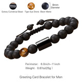 Matte Braided Beaded Bracelet Adjustable Natural Stone Card Bangle