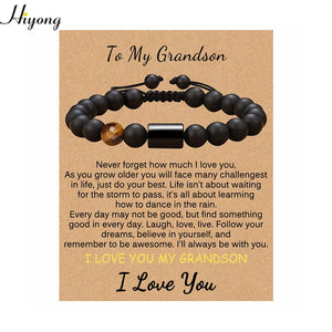 Matte Braided Beaded Bracelet Adjustable Natural Stone Card Bangle