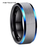 Tungsten Carbide Wedding Ring Beveled Brushed Finish 8MM Comfort Fit