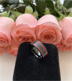 Tungsten Engagement Ring Red Groove 8MM Comfort Fit