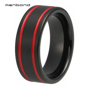 Tungsten Engagement Ring Red Groove 8MM Comfort Fit