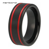 Tungsten Engagement Ring Red Groove 8MM Comfort Fit