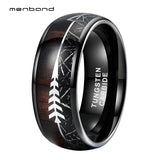 Tungsten Wedding Band Arrow Meteorite Koa Wood Inlay