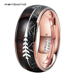 Tungsten Wedding Band Arrow Meteorite Koa Wood Inlay