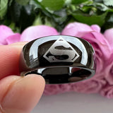 Men Tungsten Carbide Band 8mm Domed Laser Engraving Pattern