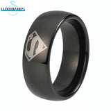 Men Tungsten Carbide Band 8mm Domed Laser Engraving Pattern