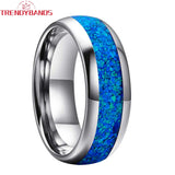 Opal Inlay Tungsten Wedding Band Couple's Jewelry