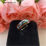 Tungsten Ring Abalone Shell Koa Wood Inlay Wedding Band 8MM Comfort Fit