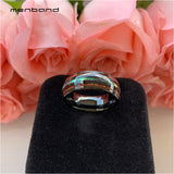 Tungsten Ring Abalone Shell Koa Wood Inlay Wedding Band 8MM Comfort Fit