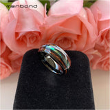 Tungsten Ring Abalone Shell Koa Wood Inlay Wedding Band 8MM Comfort Fit