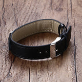 Men's Leather Bracelet Stainless Steel Bar Wrap Wrist