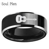 Men's Music Guitar Engraved Ring 8mm Tungsten Carbide Band