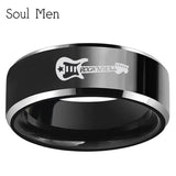 Men's Music Guitar Engraved Ring 8mm Tungsten Carbide Band