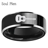 Men's Music Guitar Engraved Ring 8mm Tungsten Carbide Band