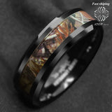 Men's Tungsten Red Forest Camouflage Band Ring Size 6-13
