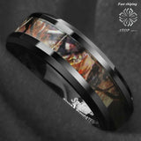 Men's Tungsten Red Forest Camouflage Band Ring Size 6-13