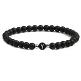 Natural Stone Letter Beads Elastic Bracelet Couples Yoga Bangle Jewelry