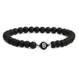 Natural Stone Letter Beads Elastic Bracelet Couples Yoga Bangle Jewelry