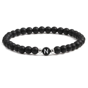 Natural Stone Letter Beads Elastic Bracelet Couples Yoga Bangle Jewelry