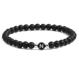 Natural Stone Letter Beads Elastic Bracelet Couples Yoga Bangle Jewelry