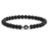 Natural Stone Letter Beads Elastic Bracelet Couples Yoga Bangle Jewelry