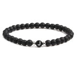 Natural Stone Letter Beads Elastic Bracelet Couples Yoga Bangle Jewelry