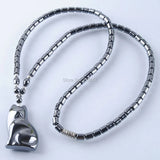 Hematite Beads Cat Pendant Necklace 17.5 Inches Jewelry