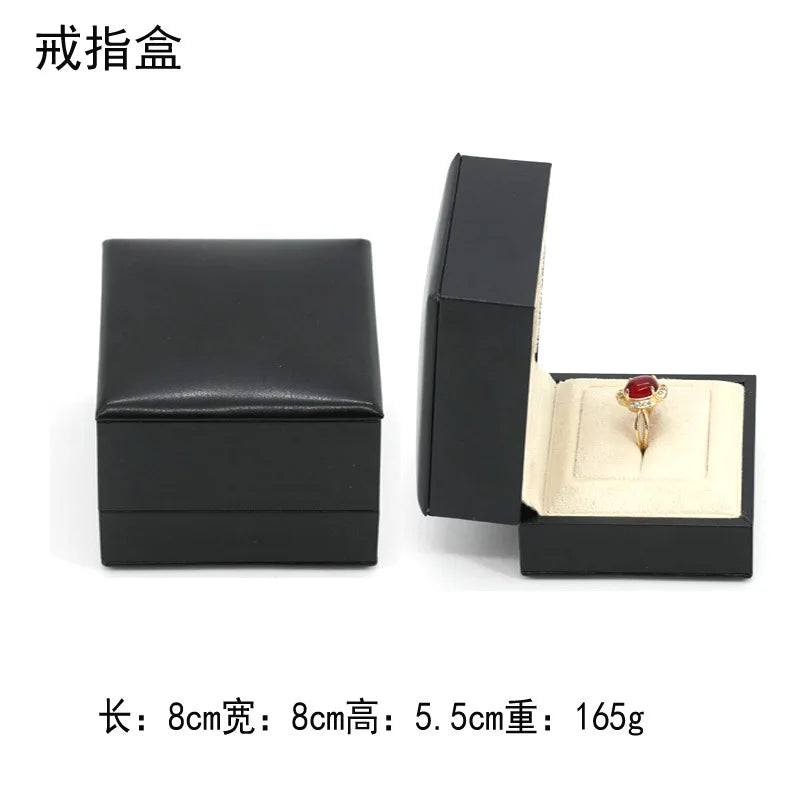PU Leather Jewelry Box Proposal Wedding Gift Storage Case