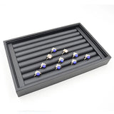 PU Leather 7 Slots Ring Earrings Trays Showcase Display Jewelry Organizer