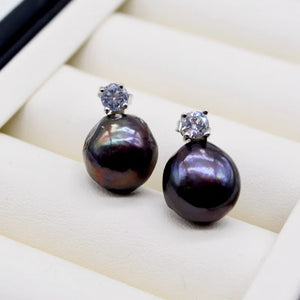 Baroque Pearl Silver Earrings with Cubic Zirconia