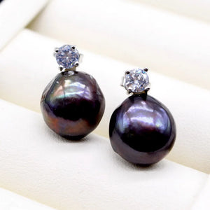 Baroque Pearl Silver Earrings with Cubic Zirconia