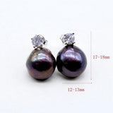 Baroque Pearl Silver Earrings with Cubic Zirconia