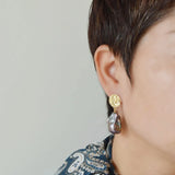 Baroque Pearl Coin Earrings Exaggerated Retro Women's Jewelry