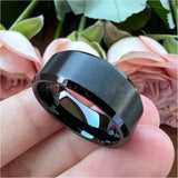 Tungsten Carbide Wedding Band Matte Finish Beveled Edges Comfort Fit
