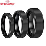 Tungsten Carbide Wedding Band Matte Finish Beveled Edges Comfort Fit