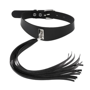 Gothic Rivets Choker Necklace with Tassels