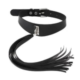 Gothic Rivets Choker Necklace with Tassels