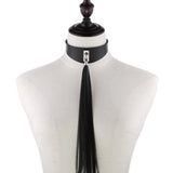 Gothic Rivets Choker Necklace with Tassels