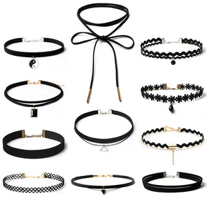 Punk Gothic Chokers Necklaces for Women Velvet Lace Collar Pendant Jewelry