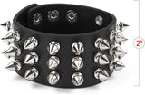 Punk Leather Spike Bracelet - Biker Cuff for Men