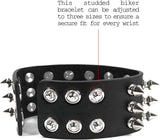 Punk Leather Spike Bracelet - Biker Cuff for Men