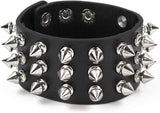 Punk Leather Spike Bracelet - Biker Cuff for Men