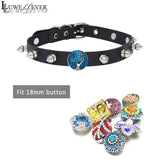 Punk Rock Leather Snap Button Necklace 18mm Rivet Clasp Pendant 42cm