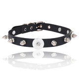 Punk Rock Leather Snap Button Necklace 18mm Rivet Clasp Pendant 42cm